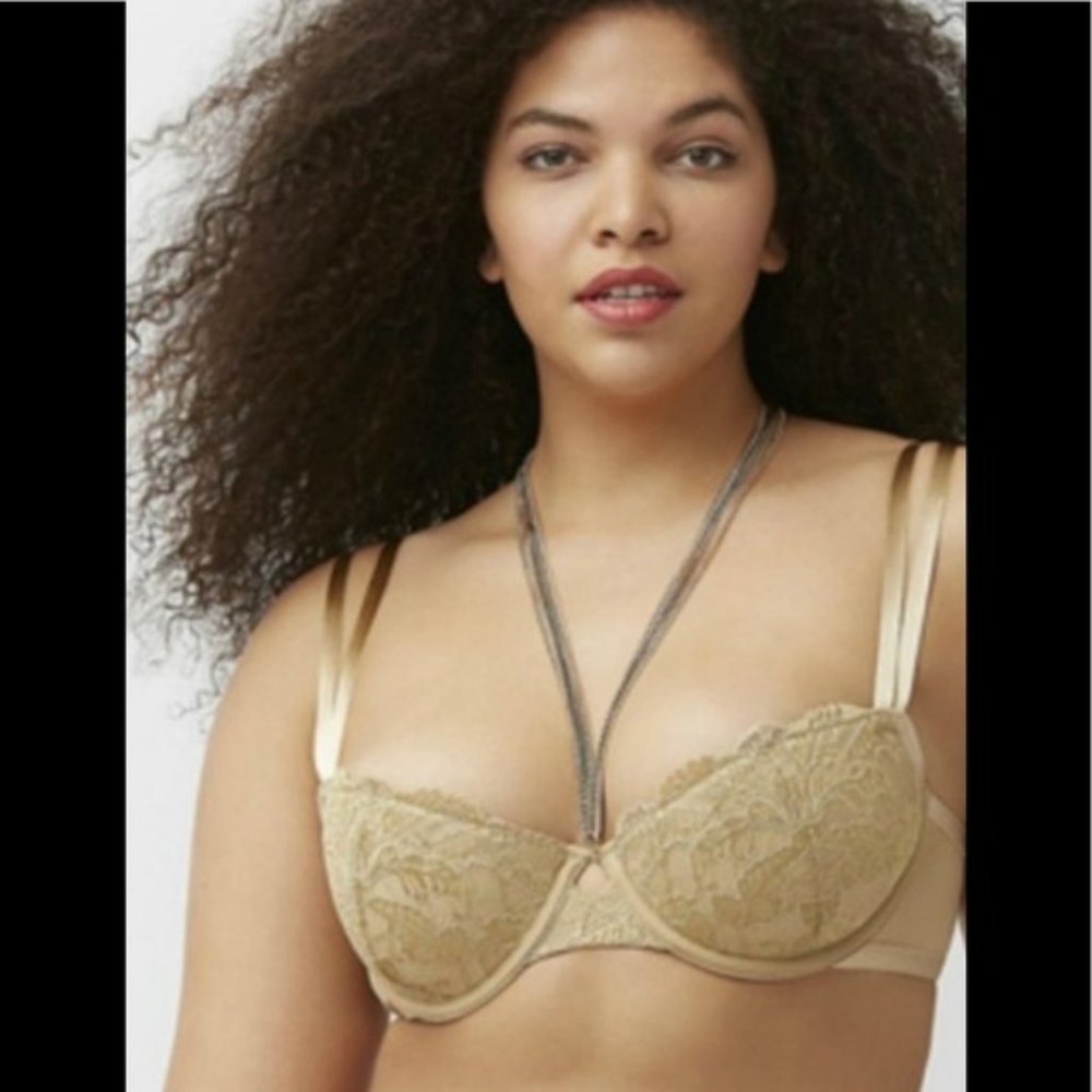 Like New Cacique Jewelry Bra Cut Down Demi Halter SZ 42DDD